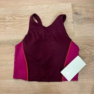 NWT Athleta A-C color block crop bikini tankini top XS pink fuschia purp…